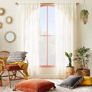 2!Sheer Banded Geo Macrame Window Panel White - Opalhousedesigned with J…